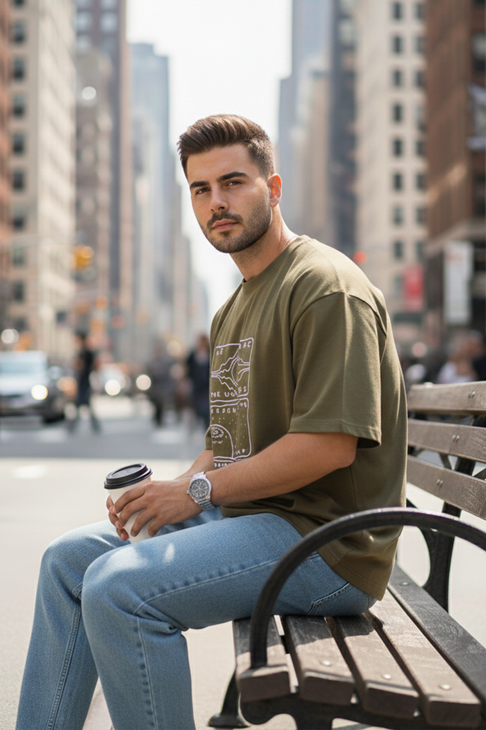 Nebula Grid Graphic Oversize Tee