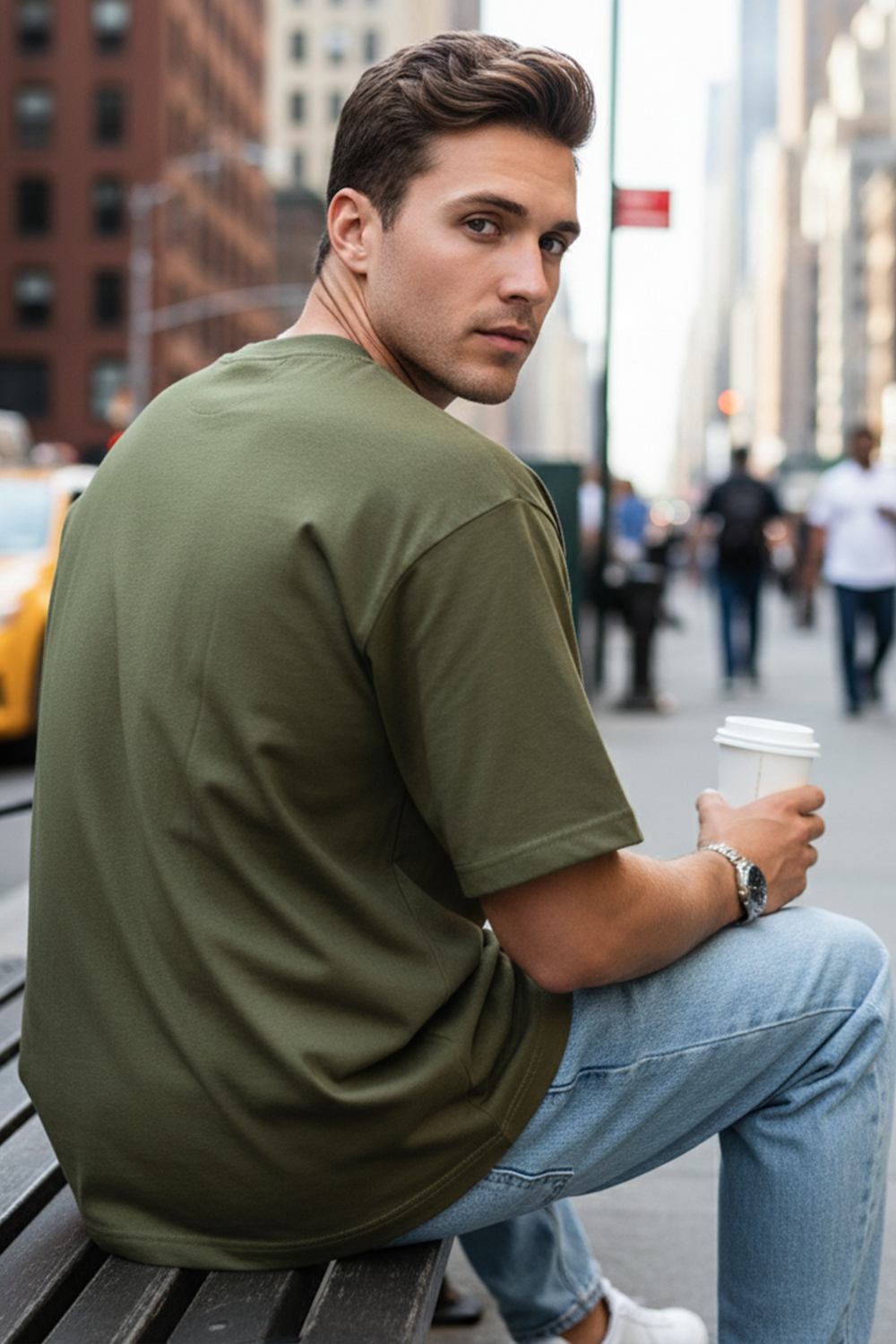 Nebula Grid Graphic Oversize Tee