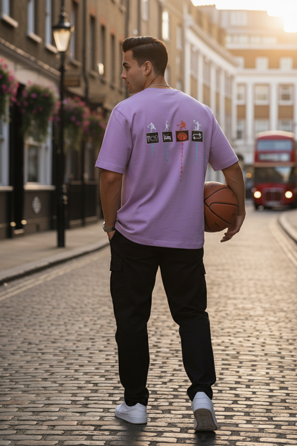 Eat Sleep Basketball Repeat Oversized Tee