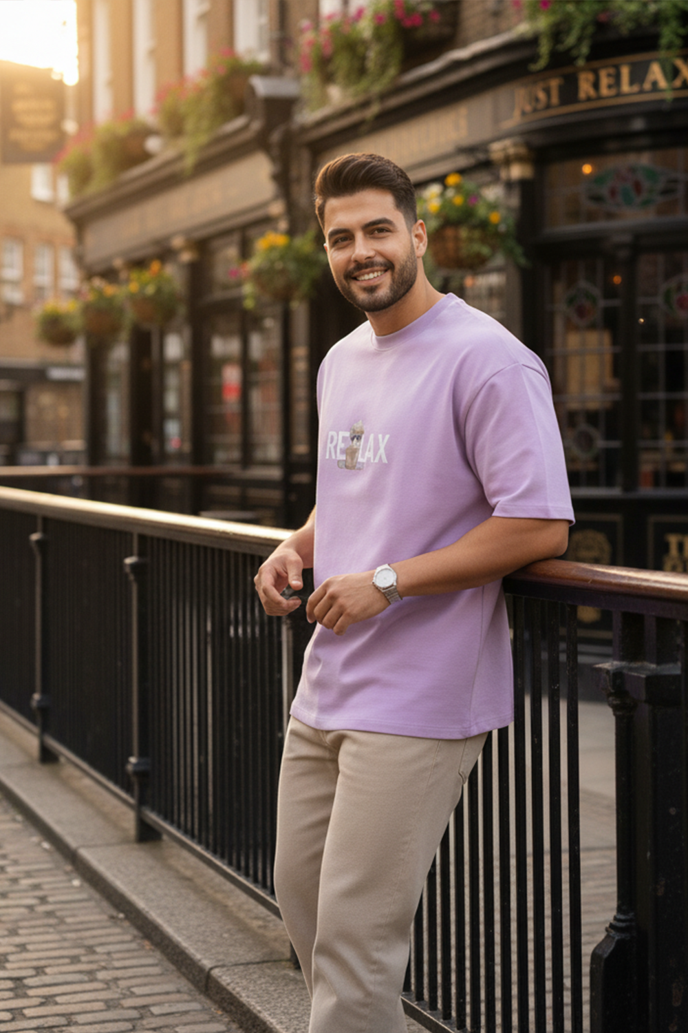 Oversized “Just Relax” Bear Tee