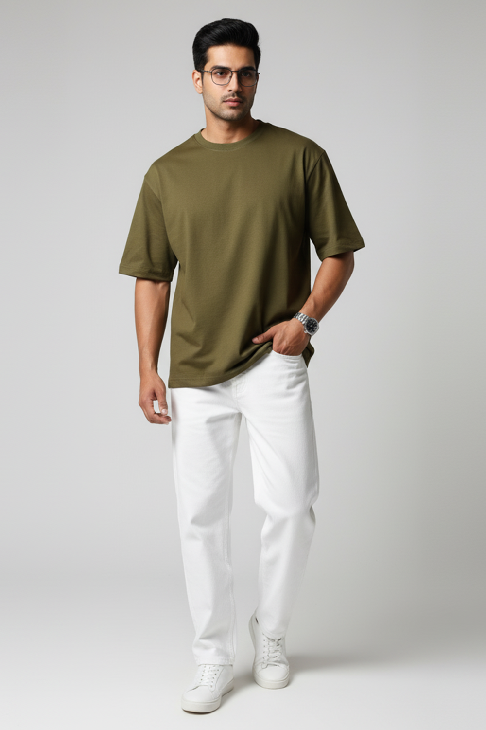Classic Plain Oversize T‑Shirt | Olive Green