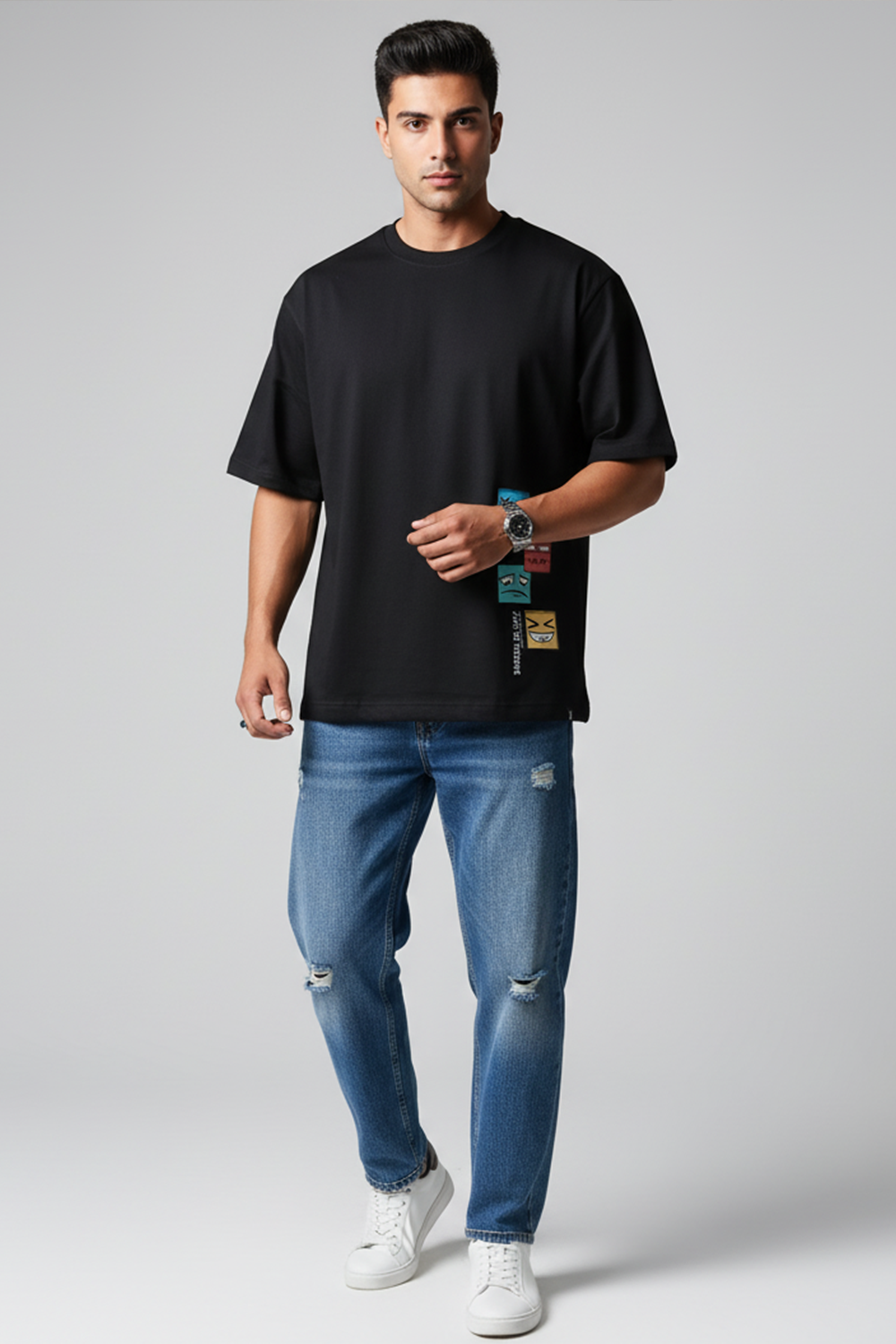 Playful Stack Graphic Oversize Tee