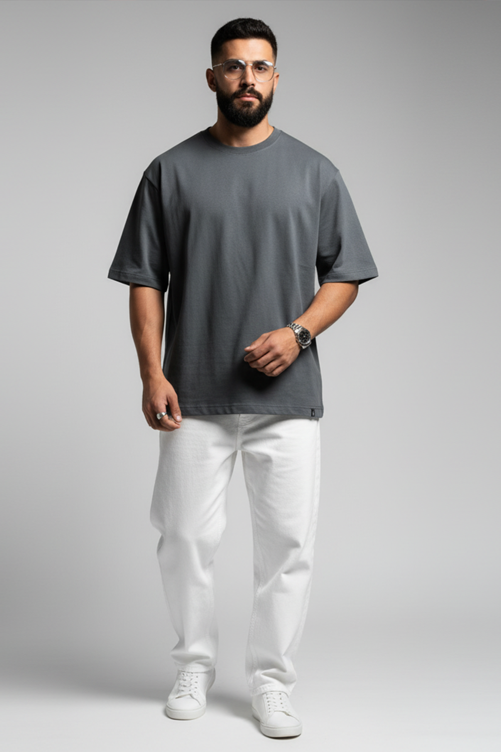 Classic Plain Oversize T‑Shirt | Gray