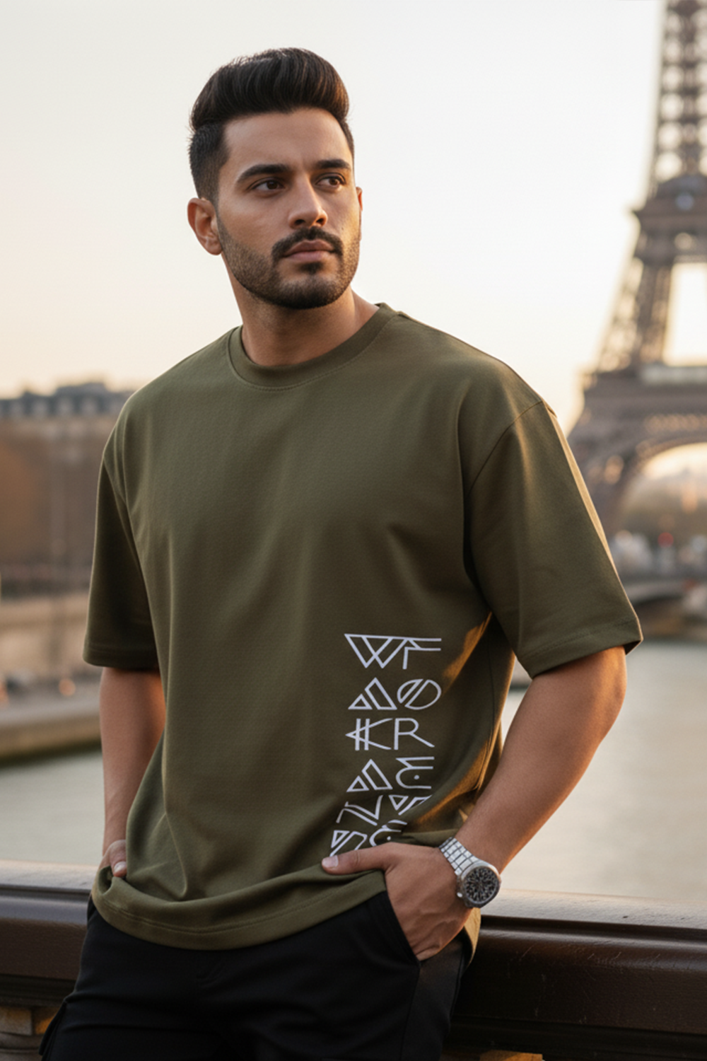 Abstract Letter Print Oversized Tee