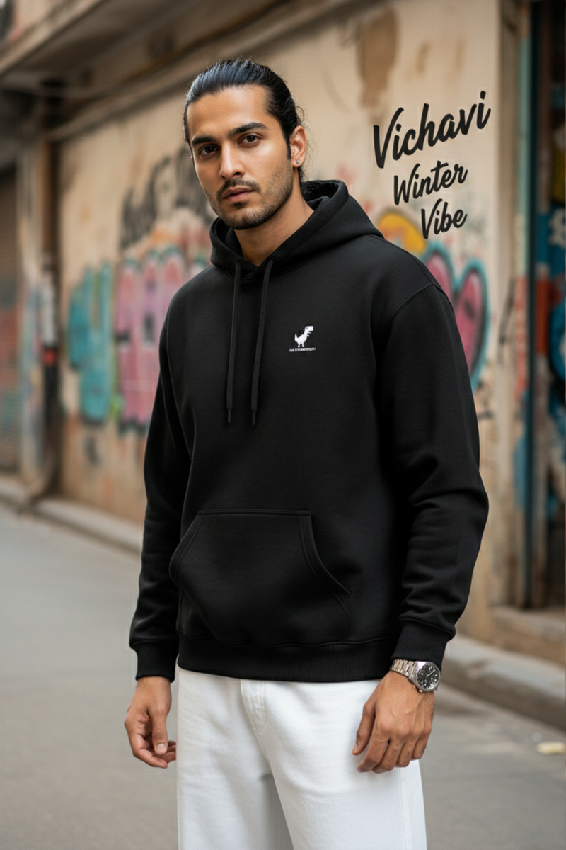 No Connection Dino Hoodie — Black