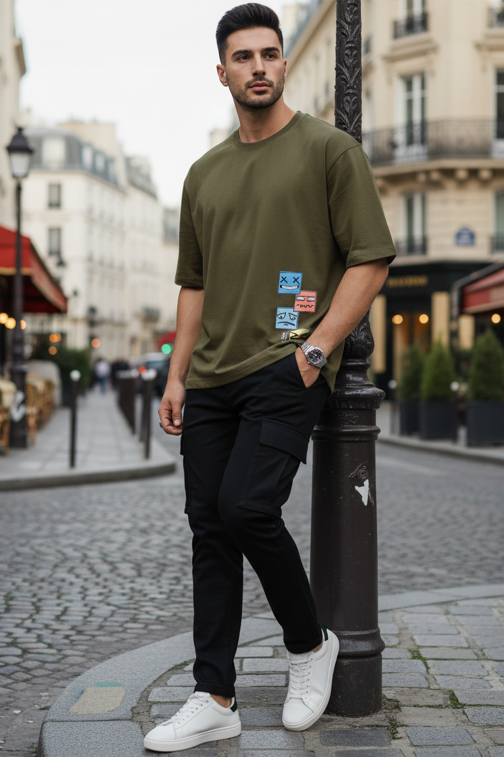 Playful Stack Graphic Oversize Tee