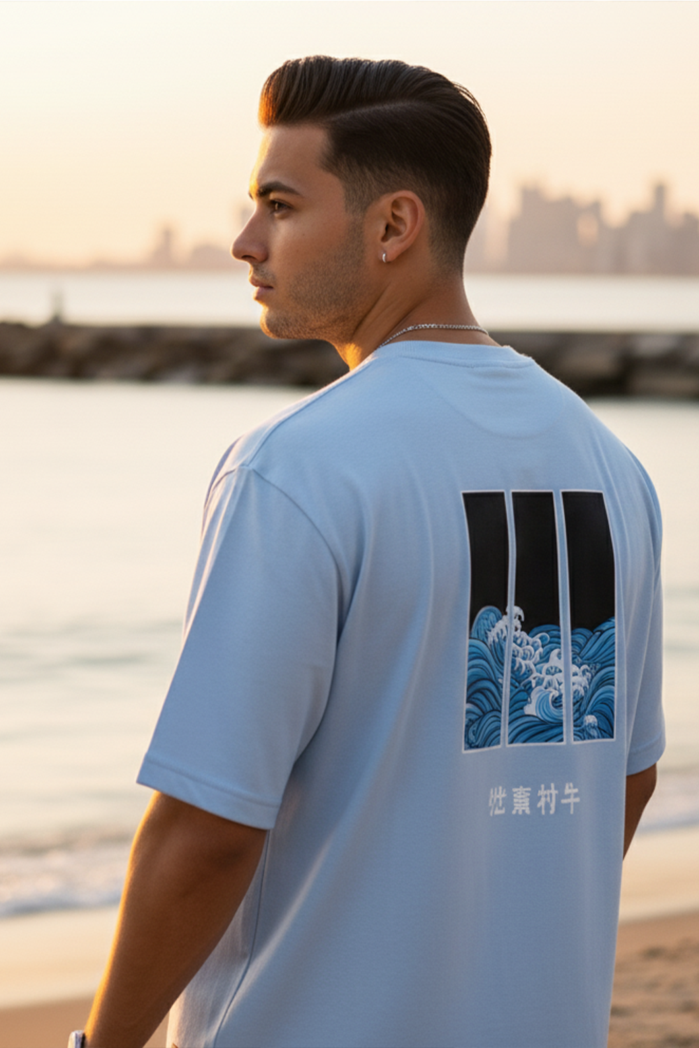 Urban Wave Oversized Tee – Street Edition | Blue