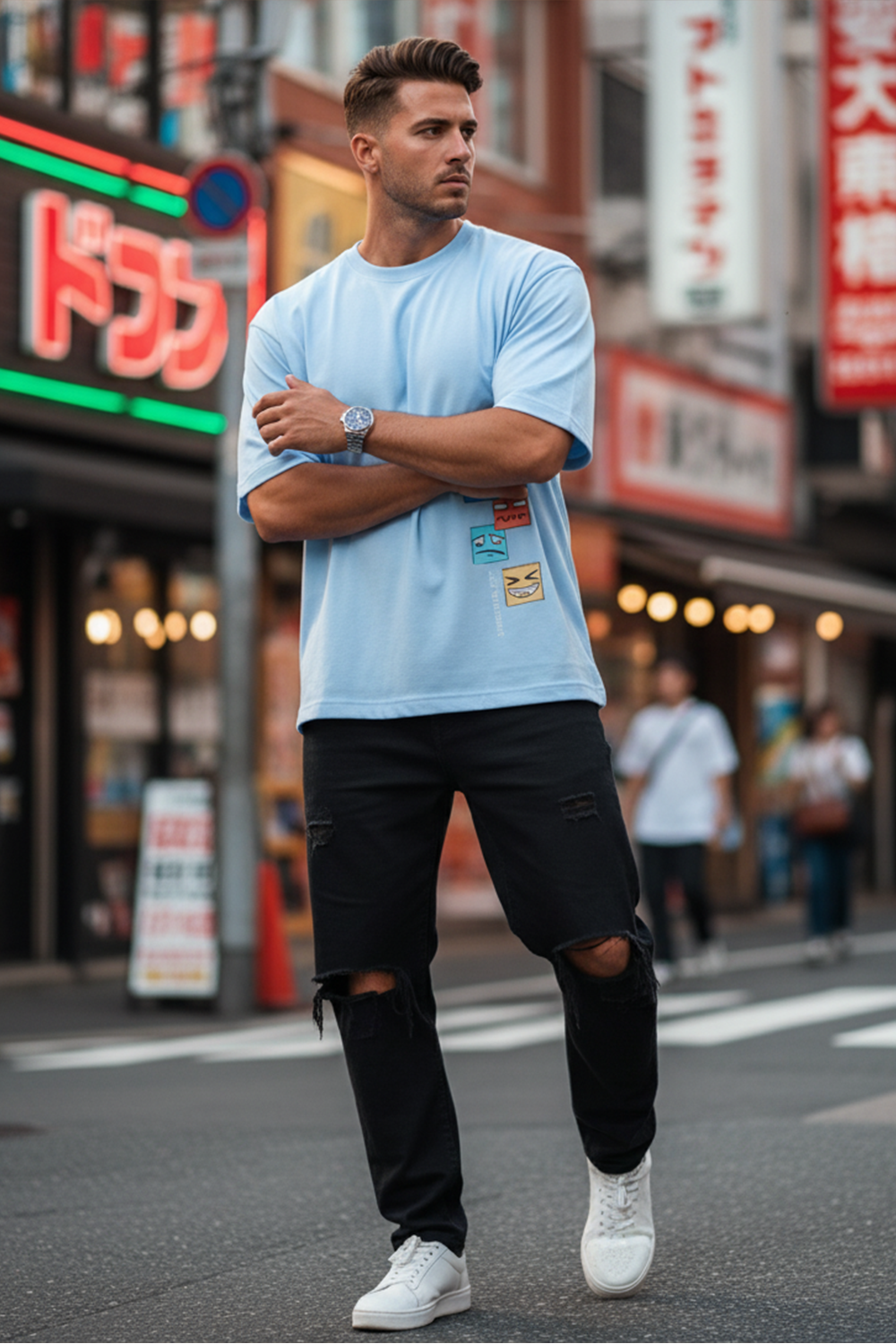 Playful Stack Graphic Oversize Tee