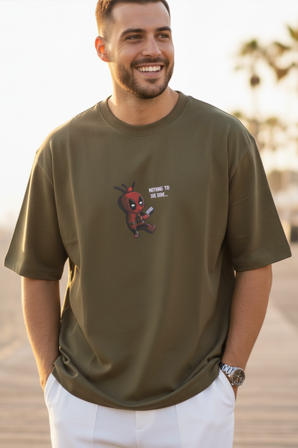 Cute Deadpool Graphic Streetwear Men’s Oversized Tee