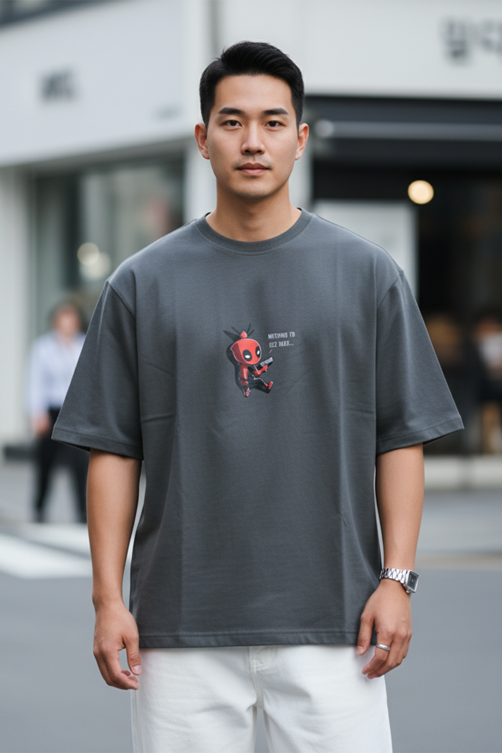 Cute Deadpool Graphic Streetwear Men’s Oversized Tee