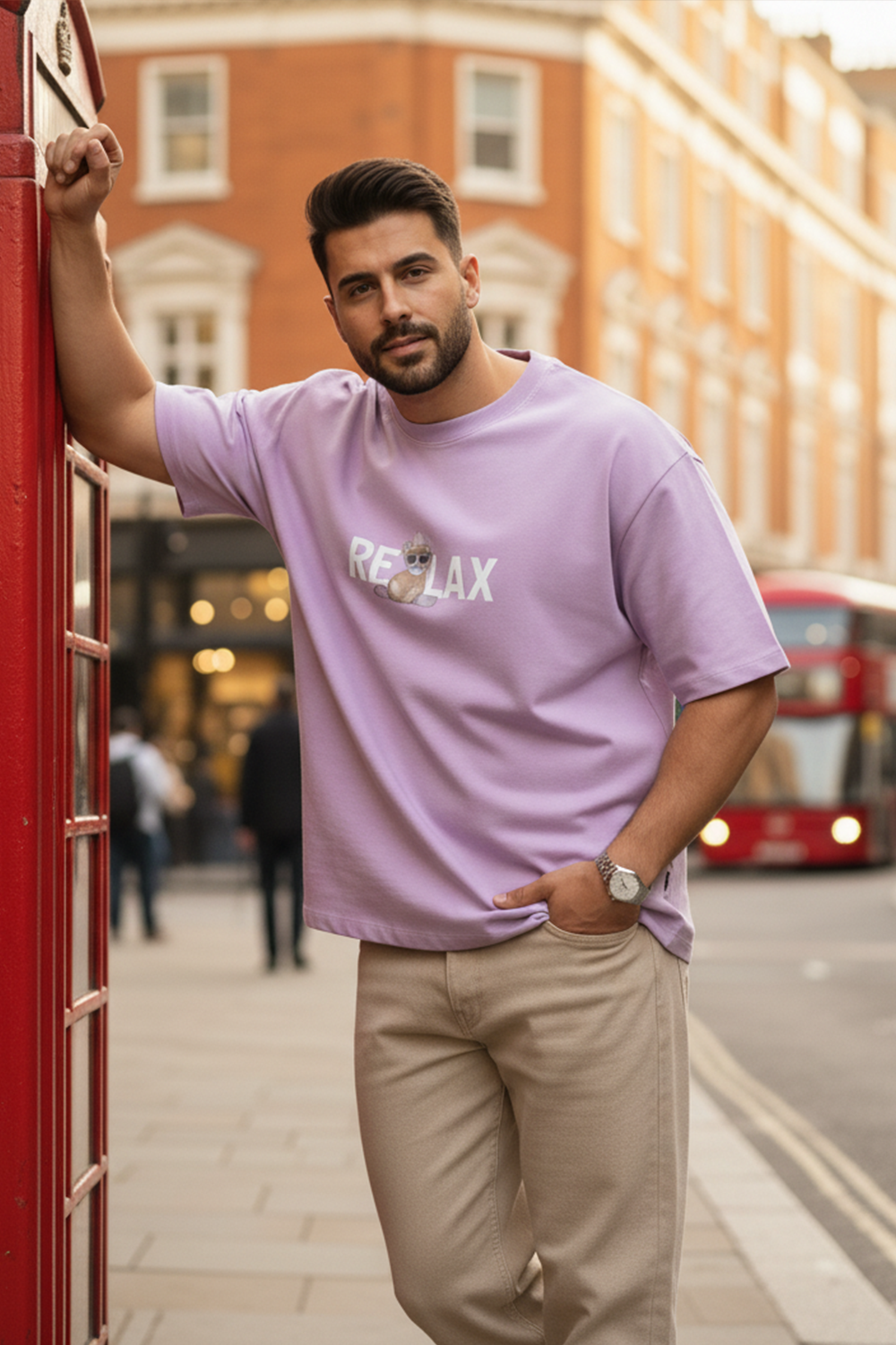 Oversized “Just Relax” Bear Tee