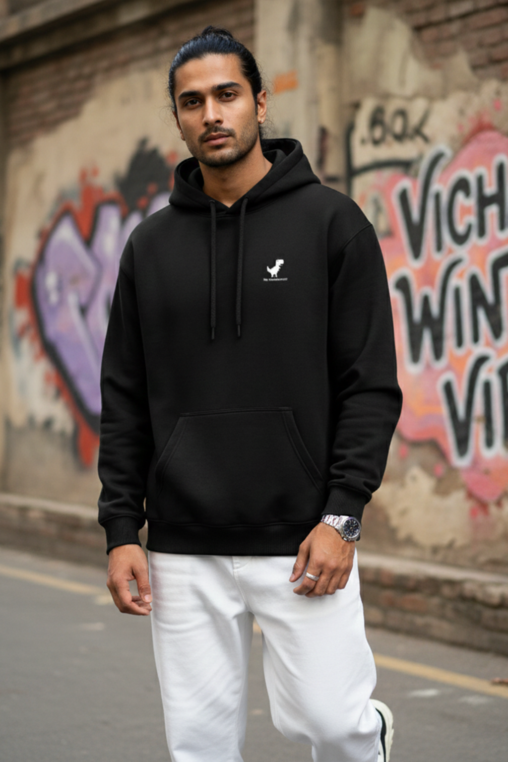 No Connection Dino Hoodie — Black