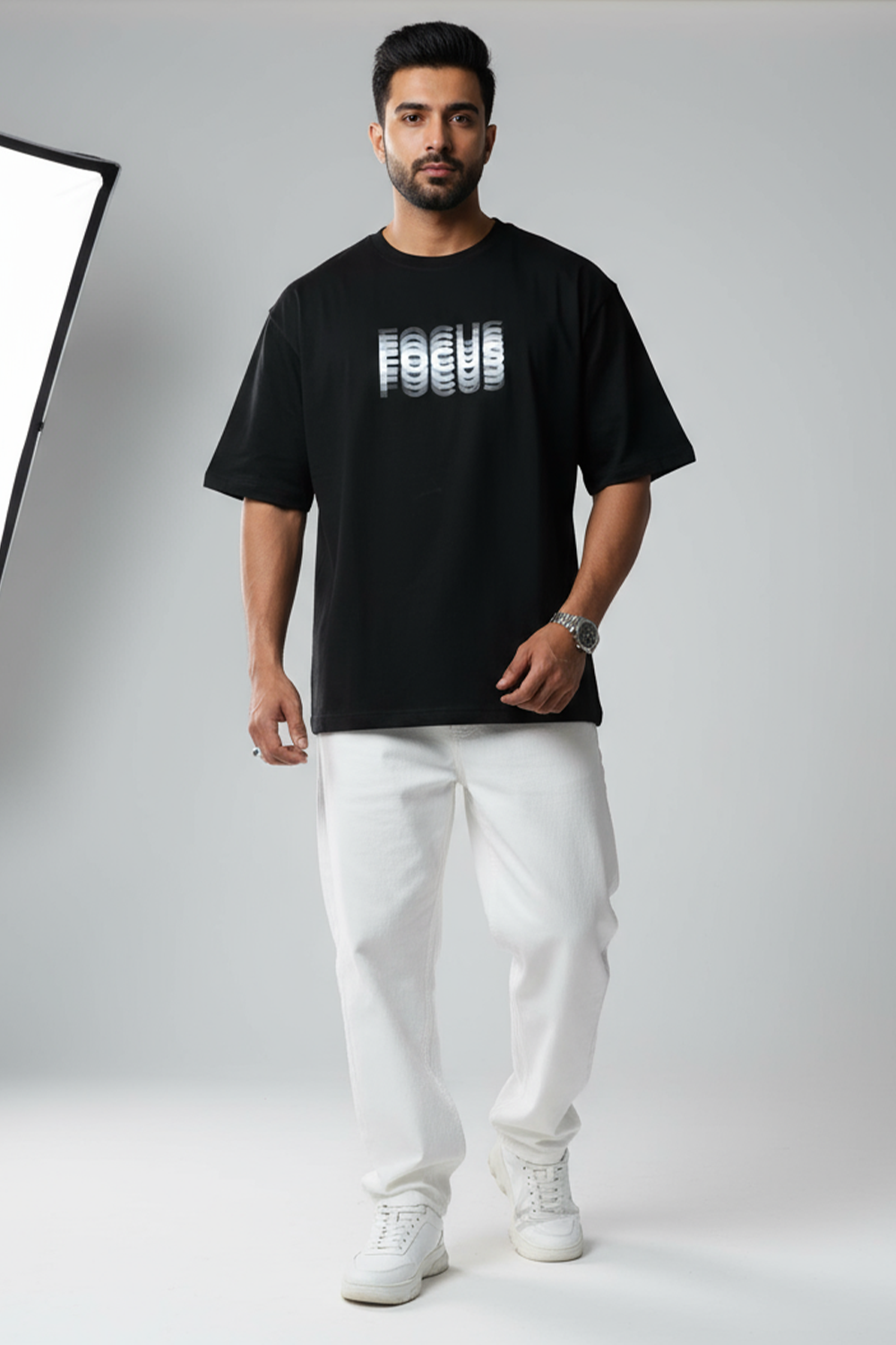 Focus Wave Oversized Tee | Black