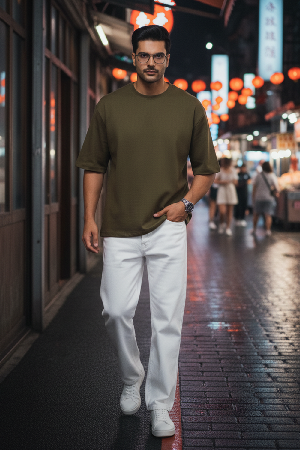 Classic Plain Oversize T‑Shirt | Olive Green