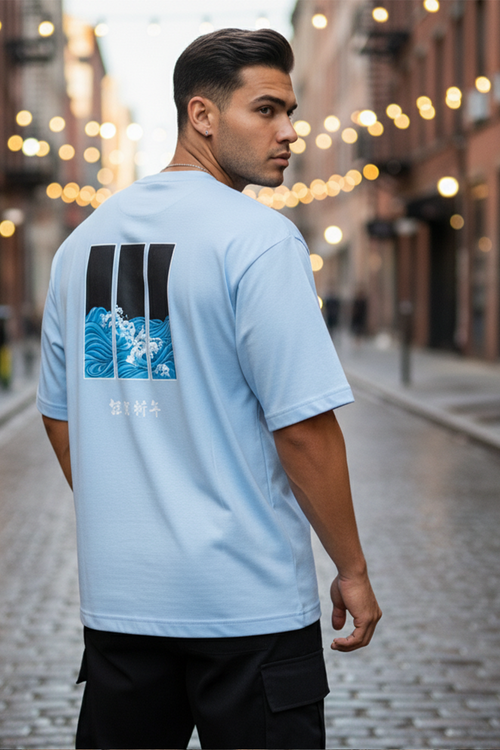 Urban Wave Oversized Tee – Street Edition | Blue
