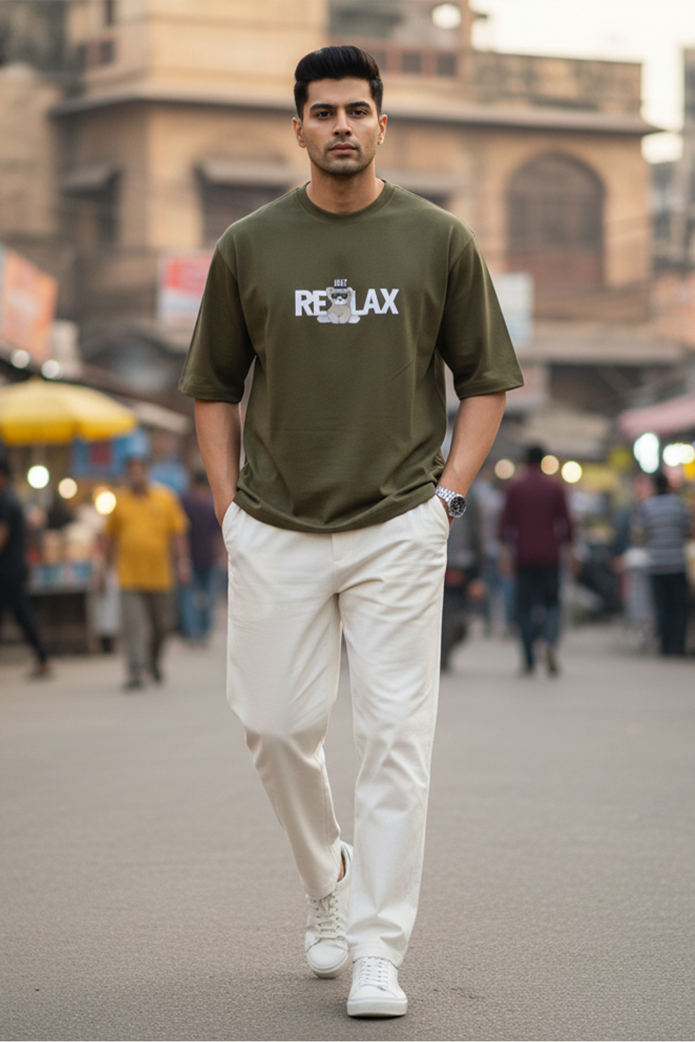 Oversized “Just Relax” Bear Tee