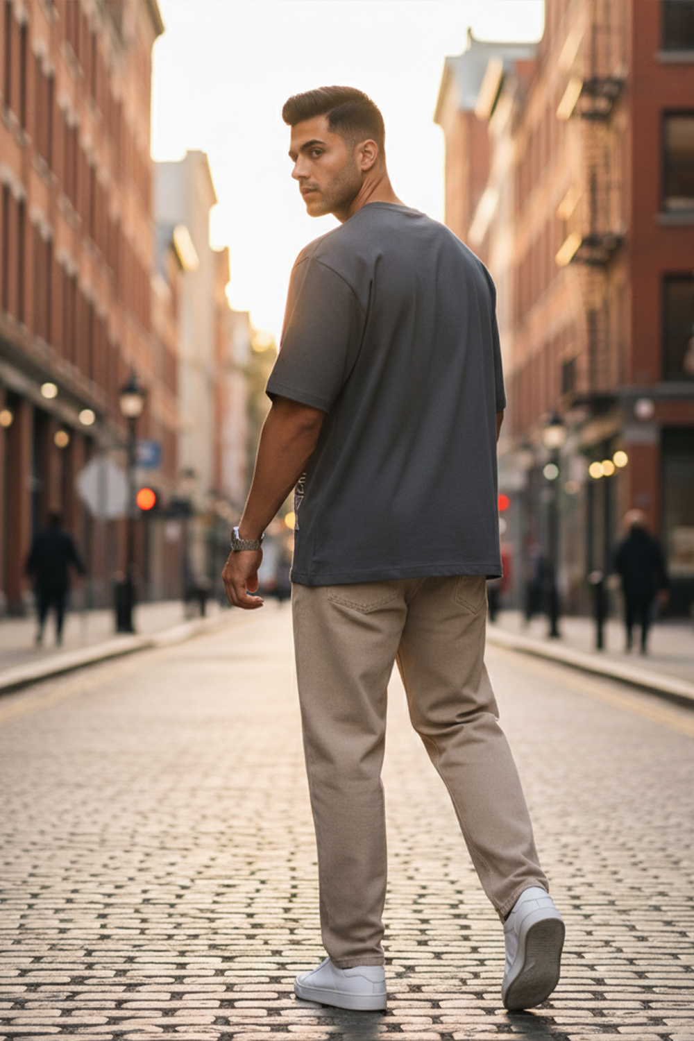 Abstract Letter Print Oversized Tee