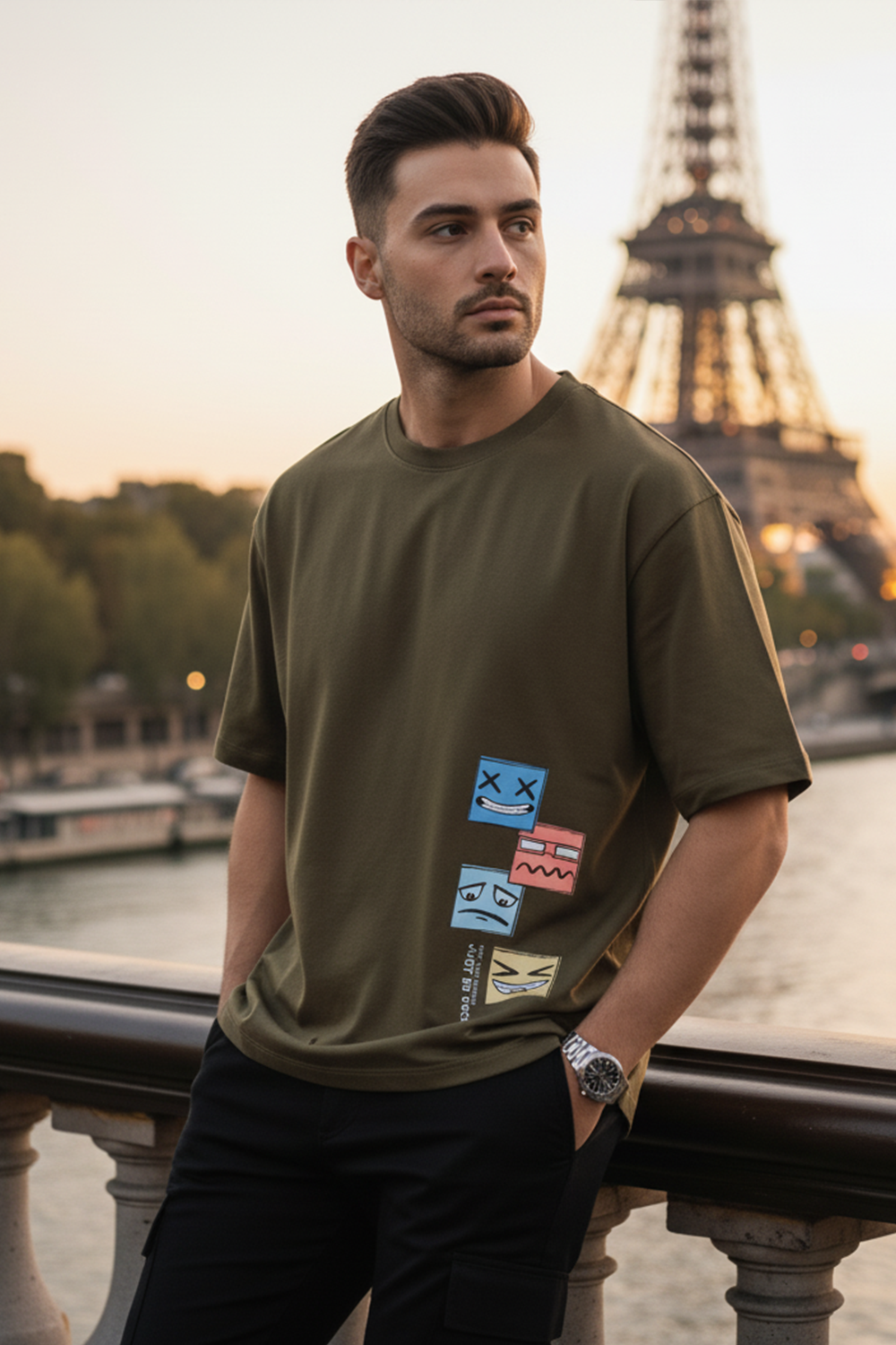 Playful Stack Graphic Oversize Tee