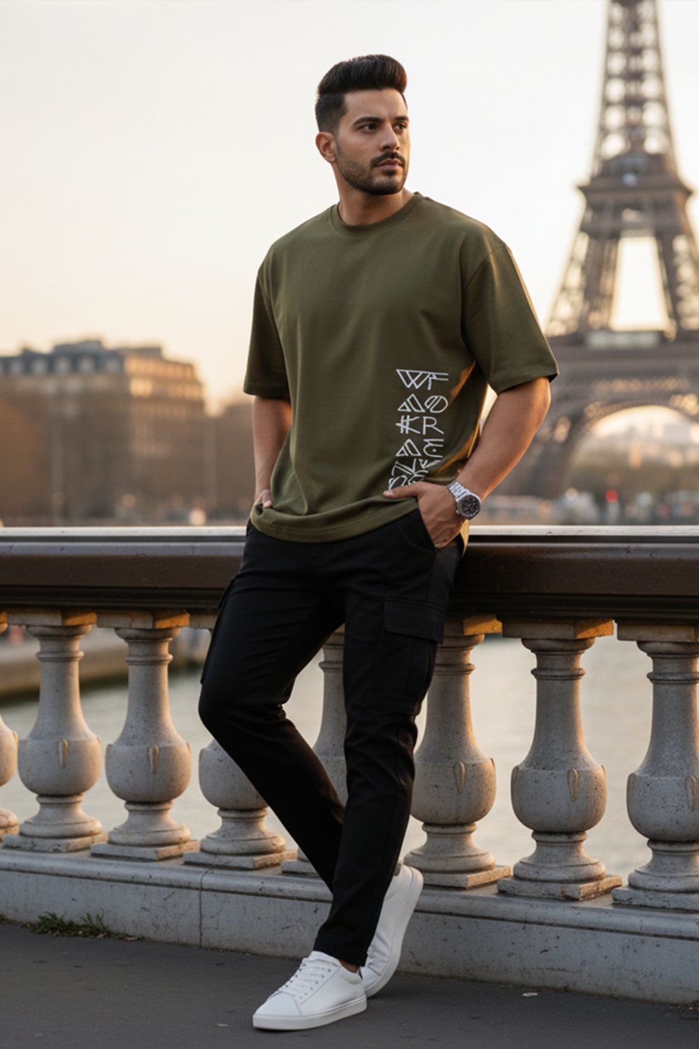 Abstract Letter Print Oversized Tee