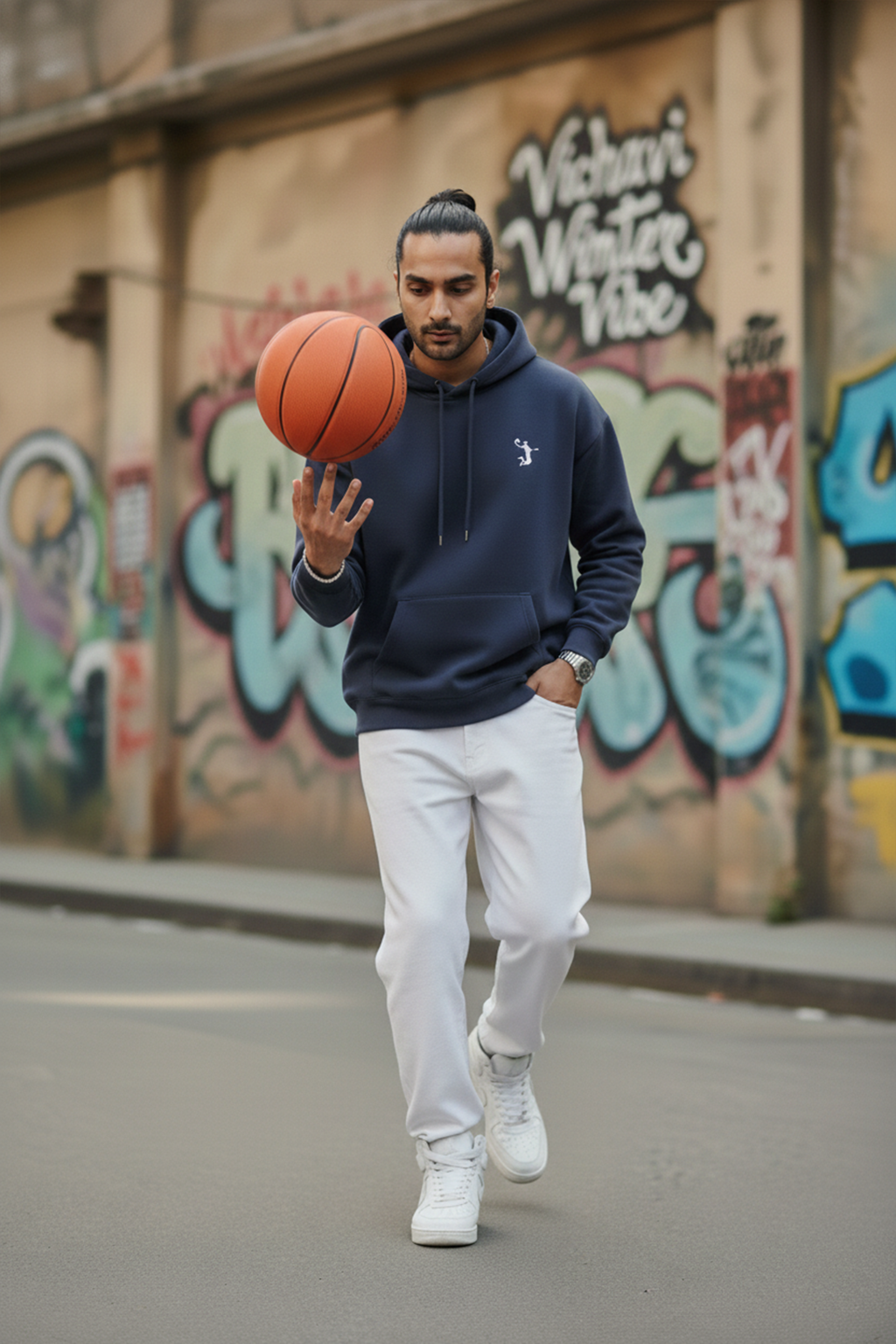 Basketball Premium Hoodie — Navy Blue