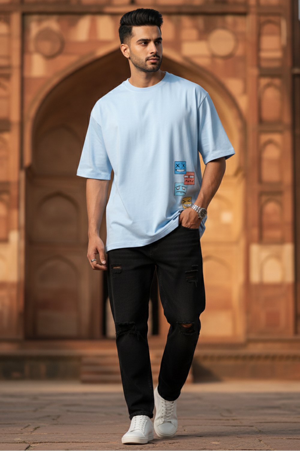 Playful Stack Graphic Oversize Tee