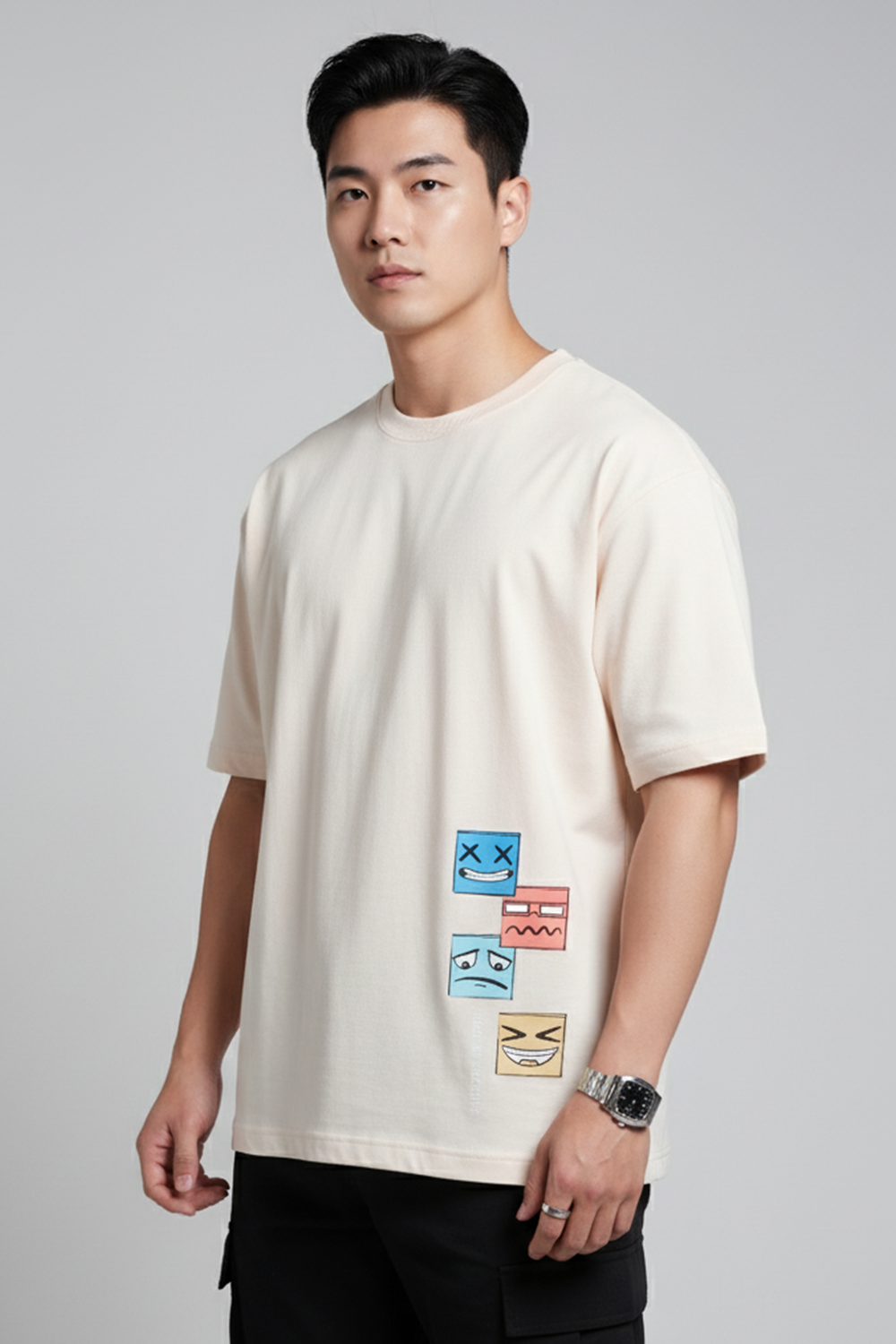 Playful Stack Graphic Oversize Tee