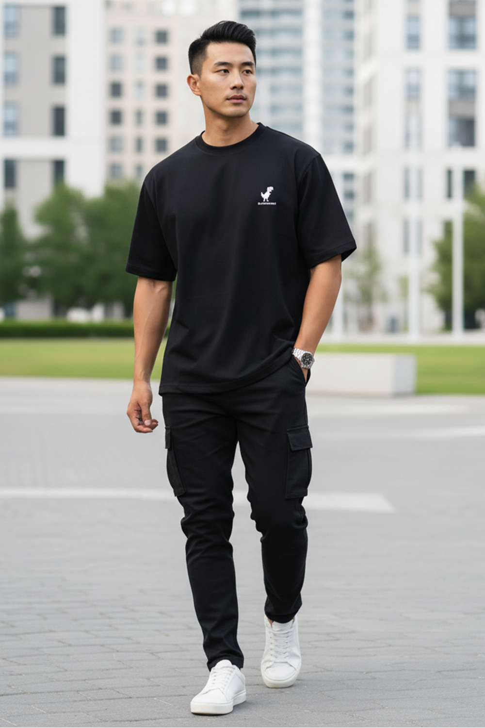 Minimal Dino "No Connection" Oversized Tee