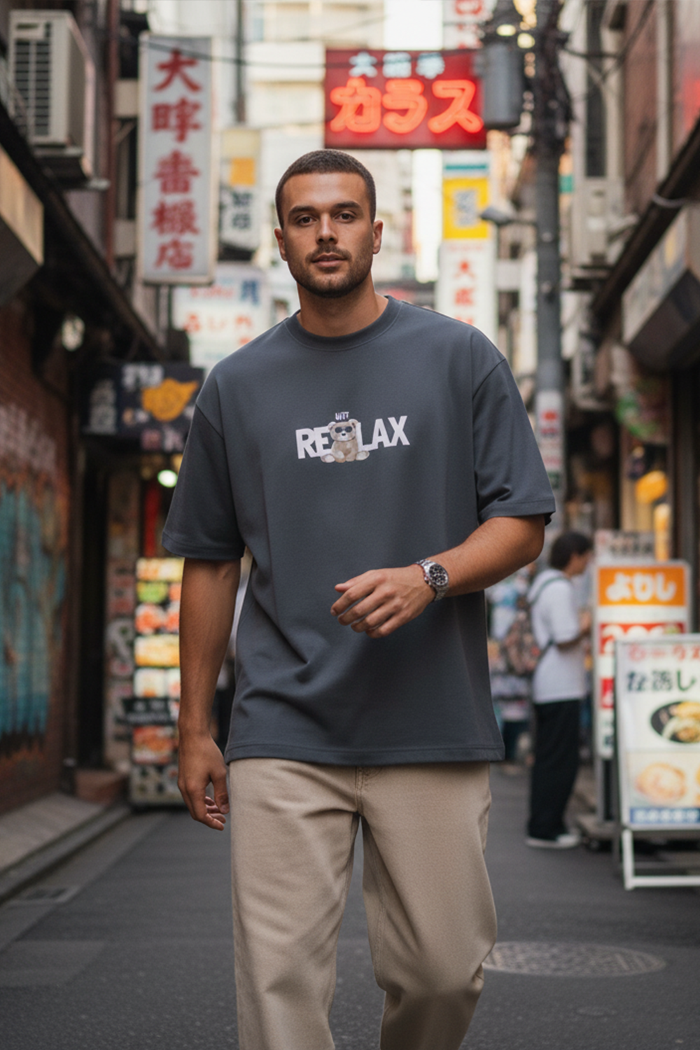Oversized “Just Relax” Bear Tee