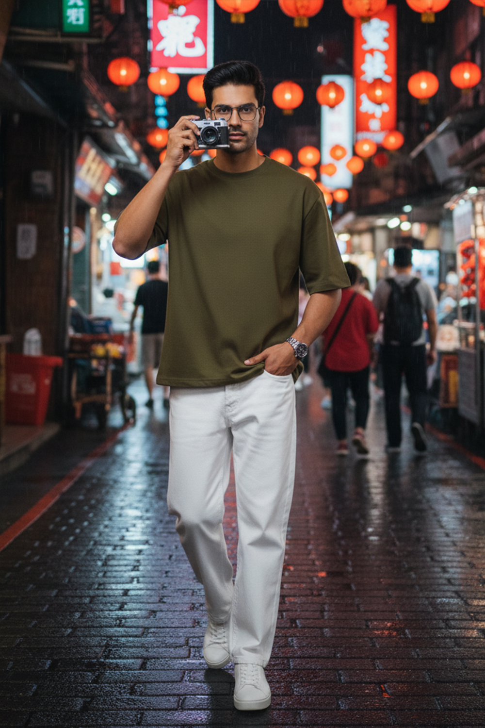 Classic Plain Oversize T‑Shirt | Olive Green