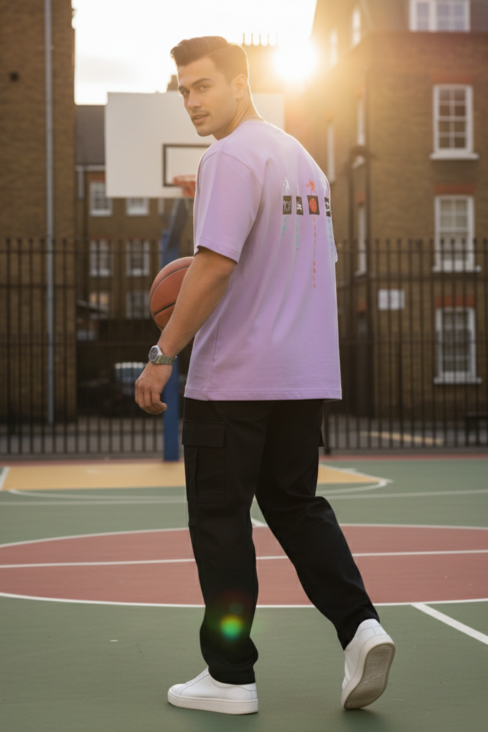 Eat Sleep Basketball Repeat Oversized Tee