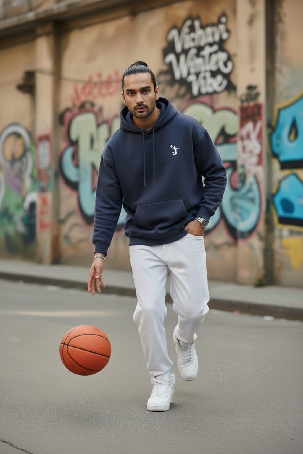 Basketball Premium Hoodie — Navy Blue