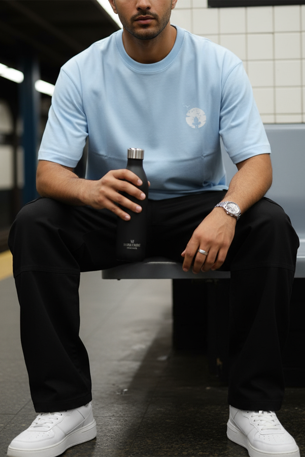 Itachi Nightscape Oversized T‑Shirt | Light Blue