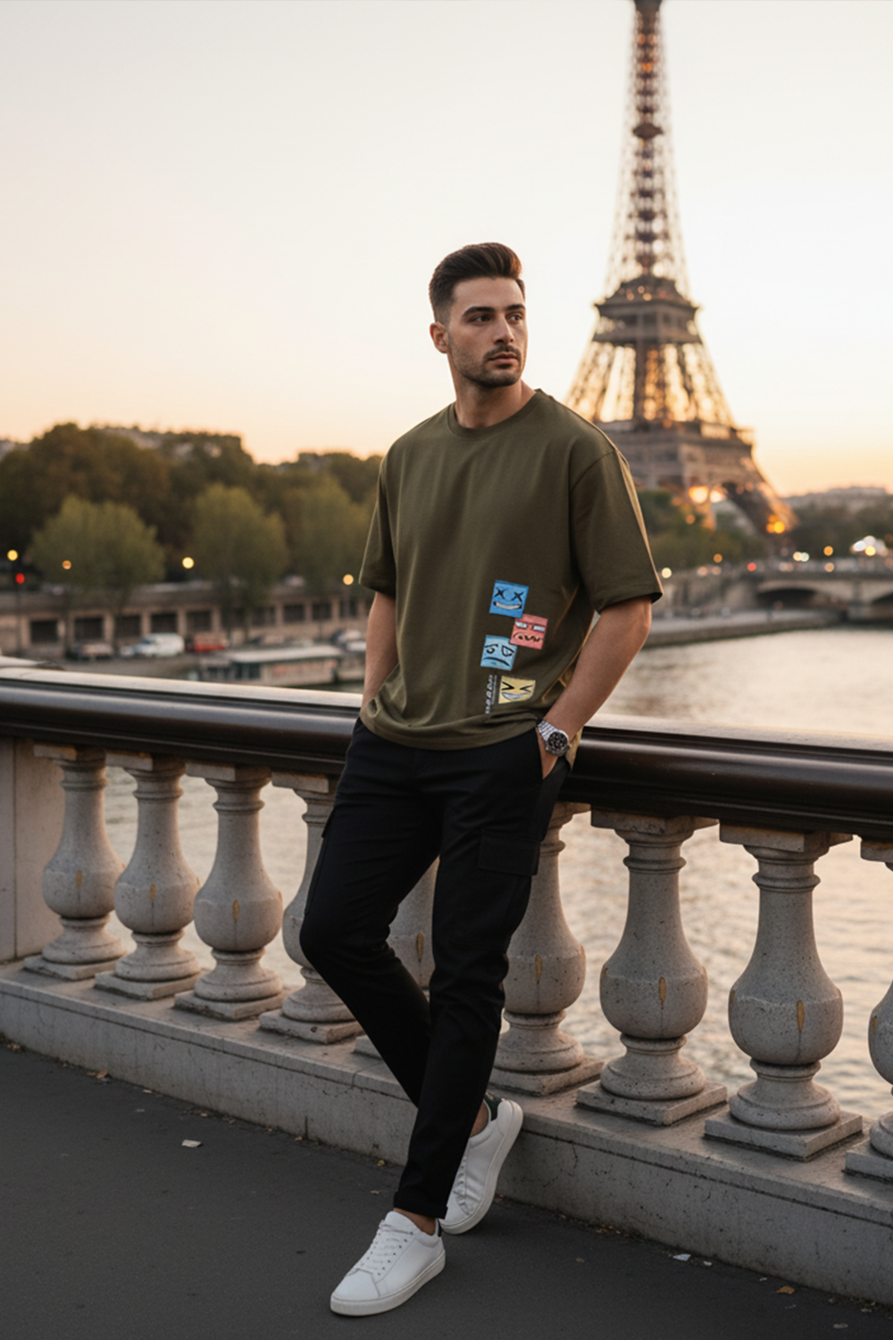 Playful Stack Graphic Oversize Tee