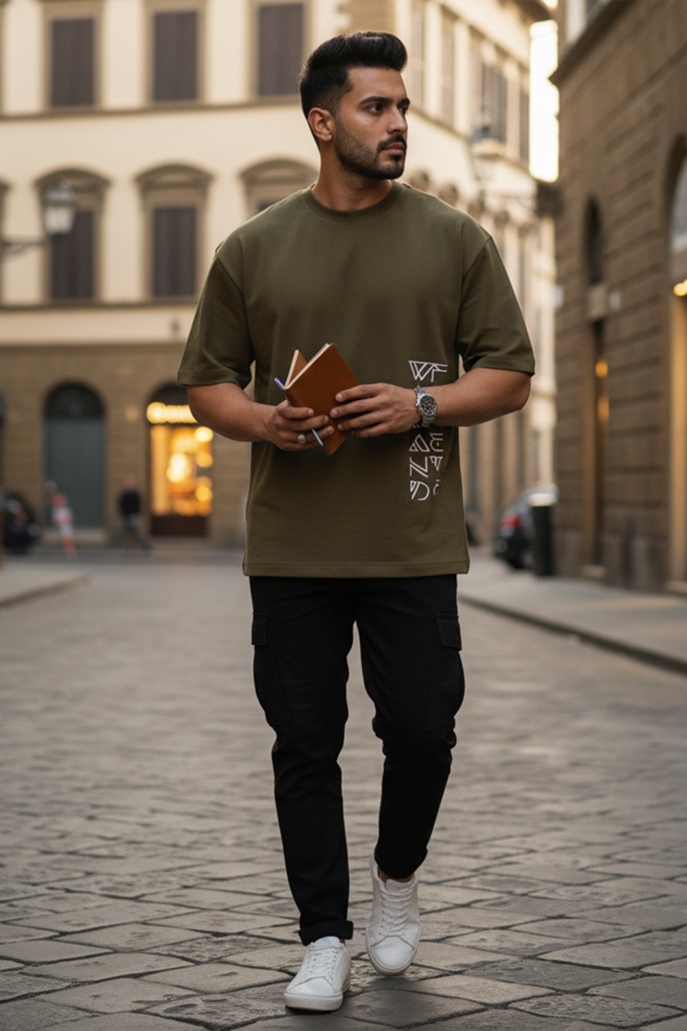 Abstract Letter Print Oversized Tee