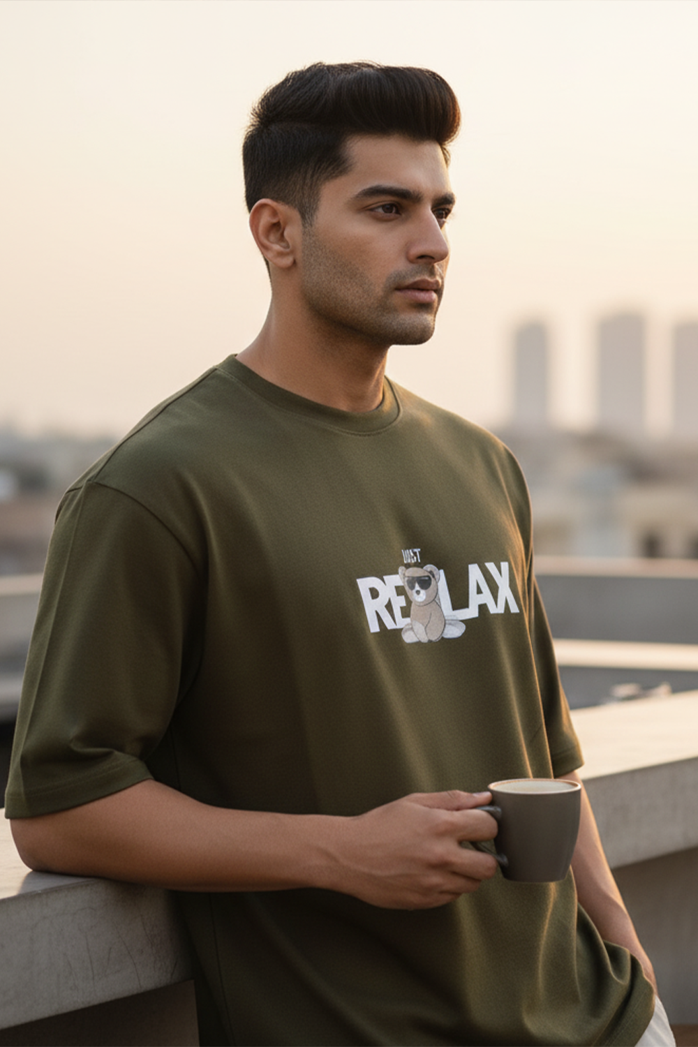 Oversized “Just Relax” Bear Tee