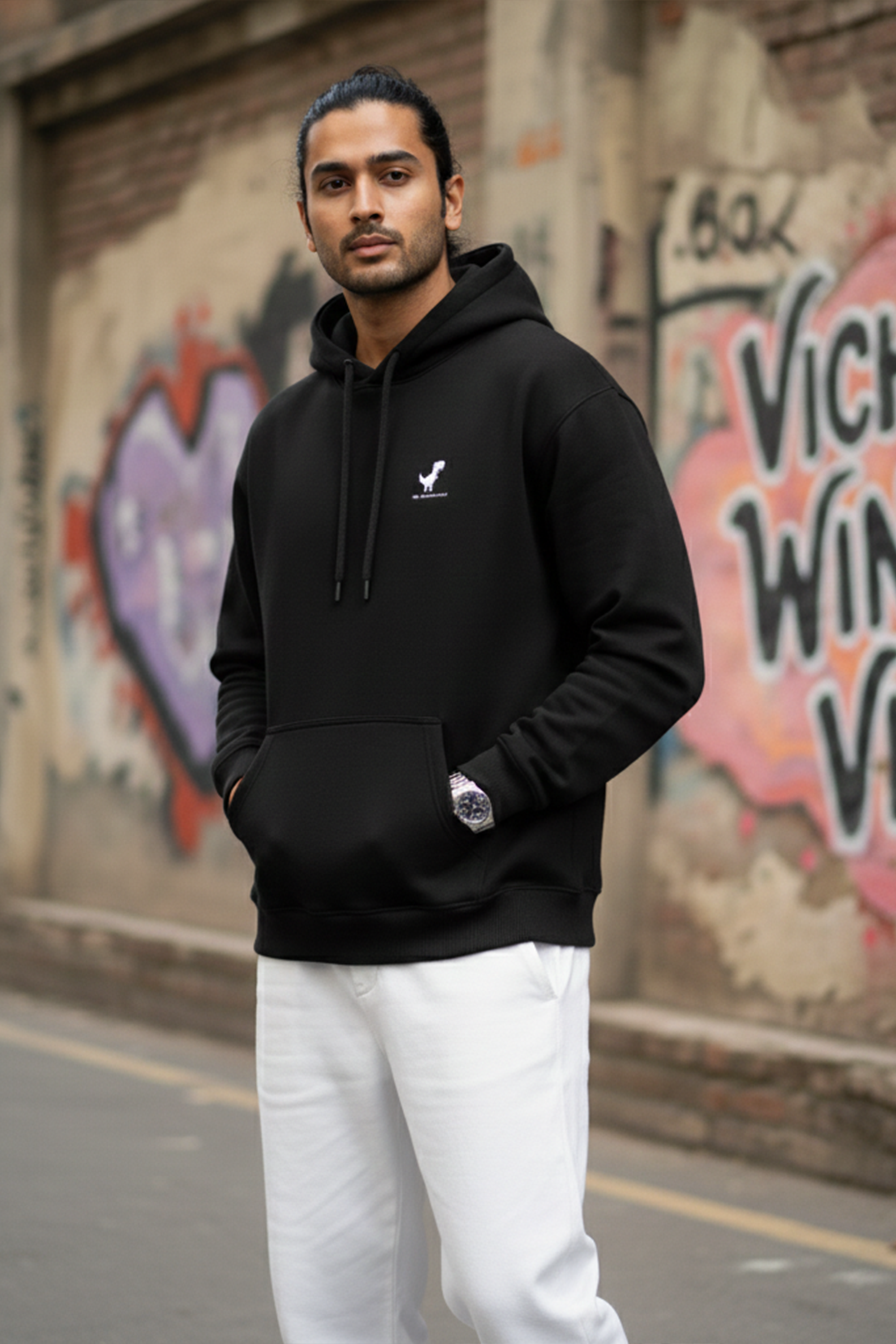 No Connection Dino Hoodie — Black