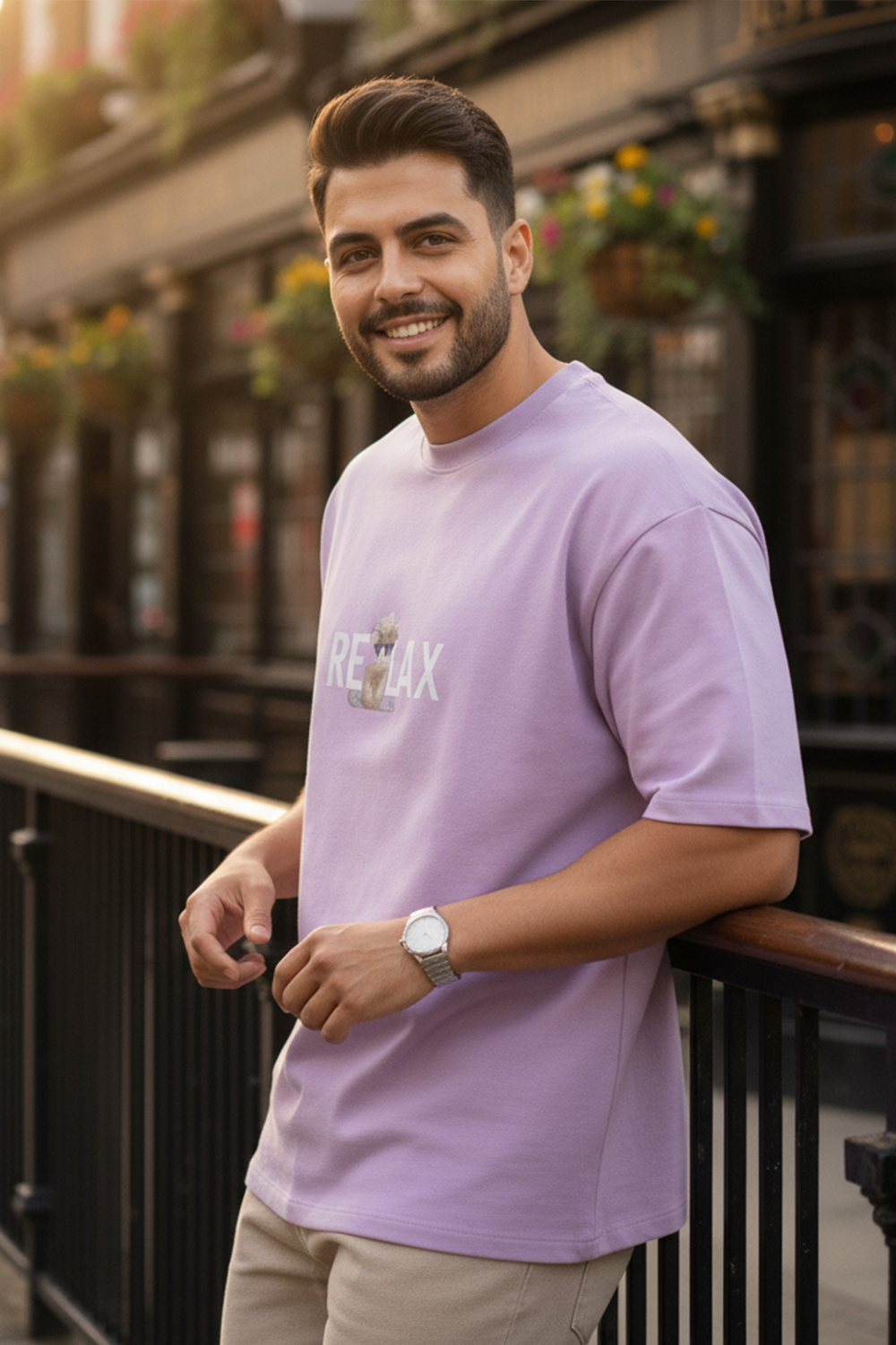 Oversized “Just Relax” Bear Tee