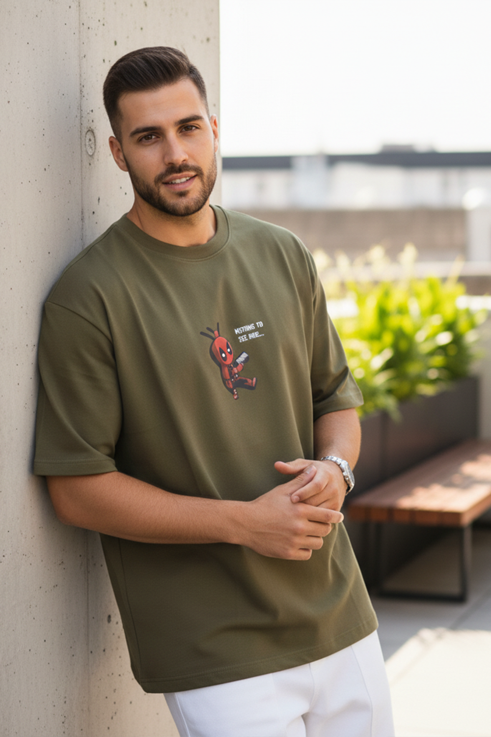 Cute Deadpool Graphic Streetwear Men’s Oversized Tee