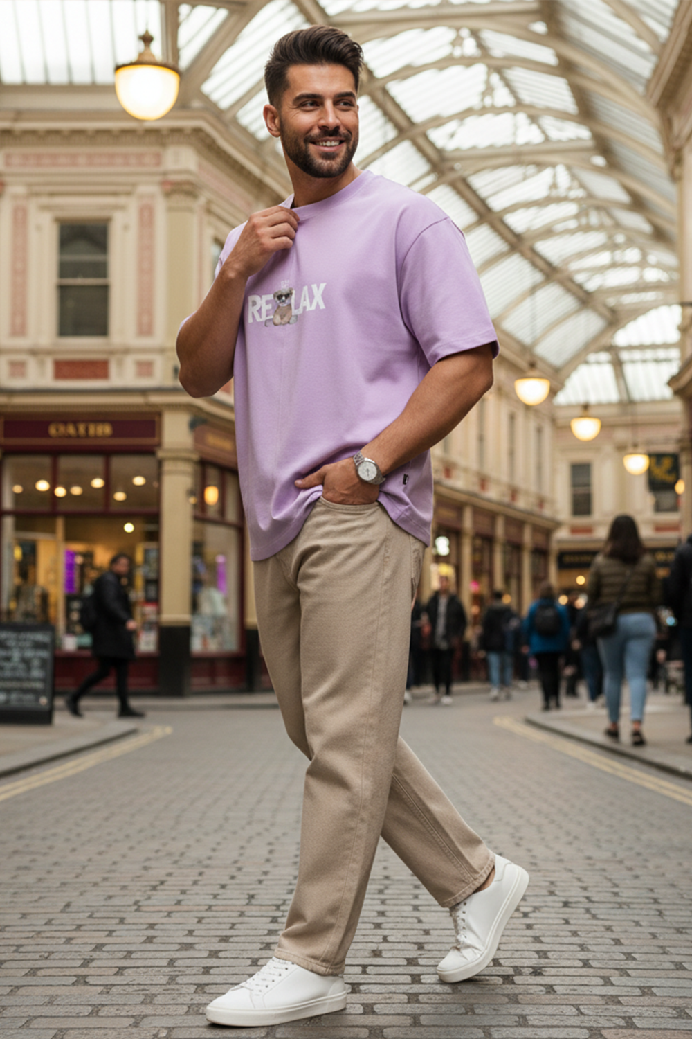 Oversized “Just Relax” Bear Tee