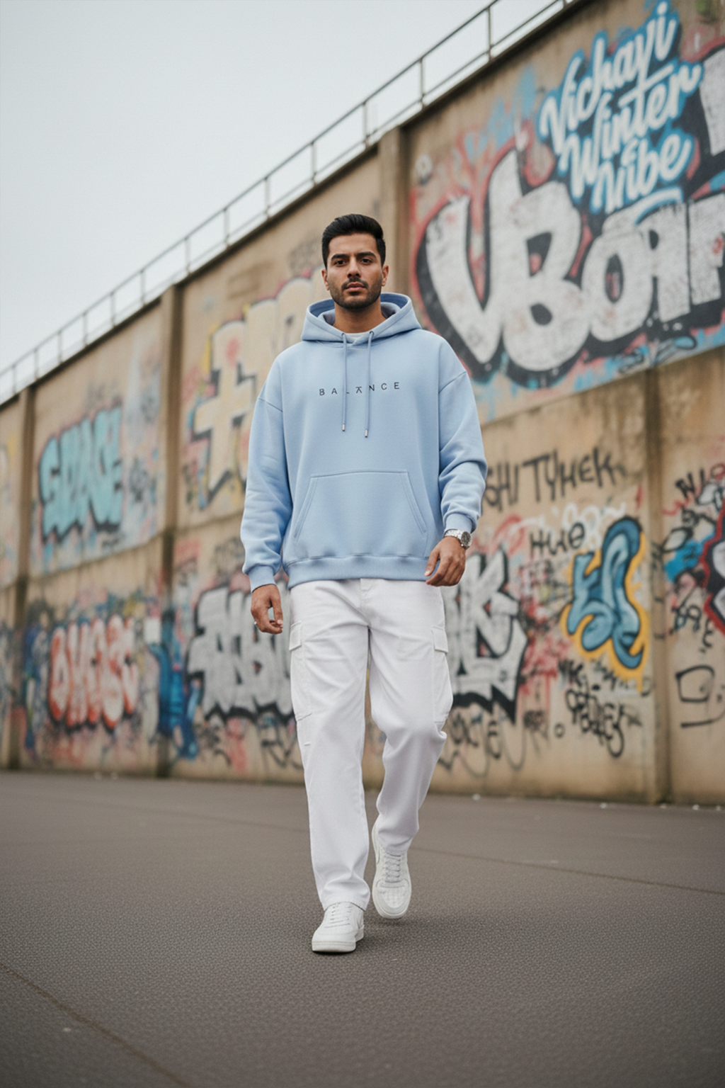 Balance Streetwear Hoodie — Light Blue