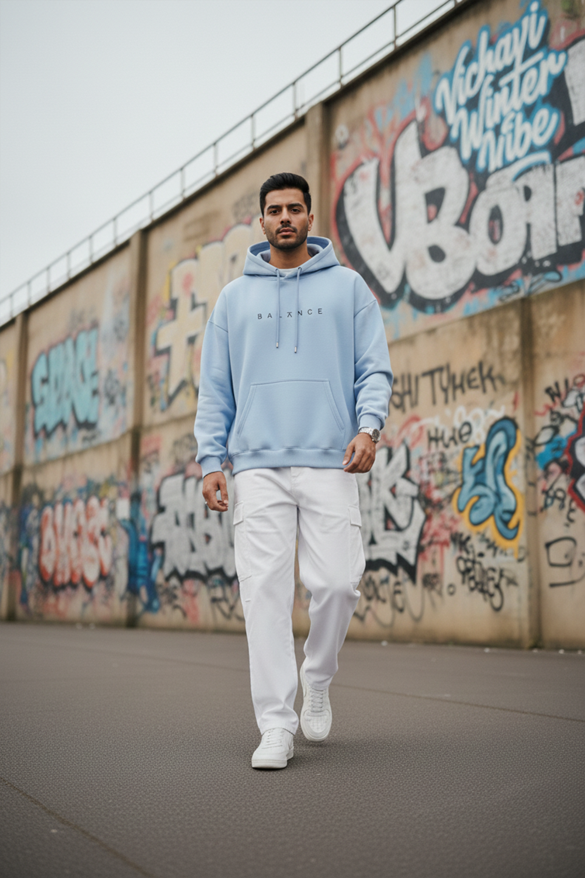 Balance Streetwear Hoodie — Light Blue