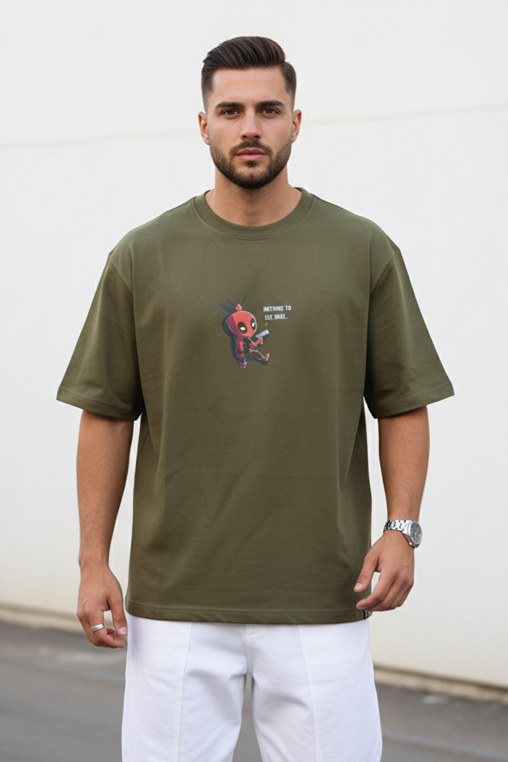 Cute Deadpool Graphic Streetwear Men’s Oversized Tee