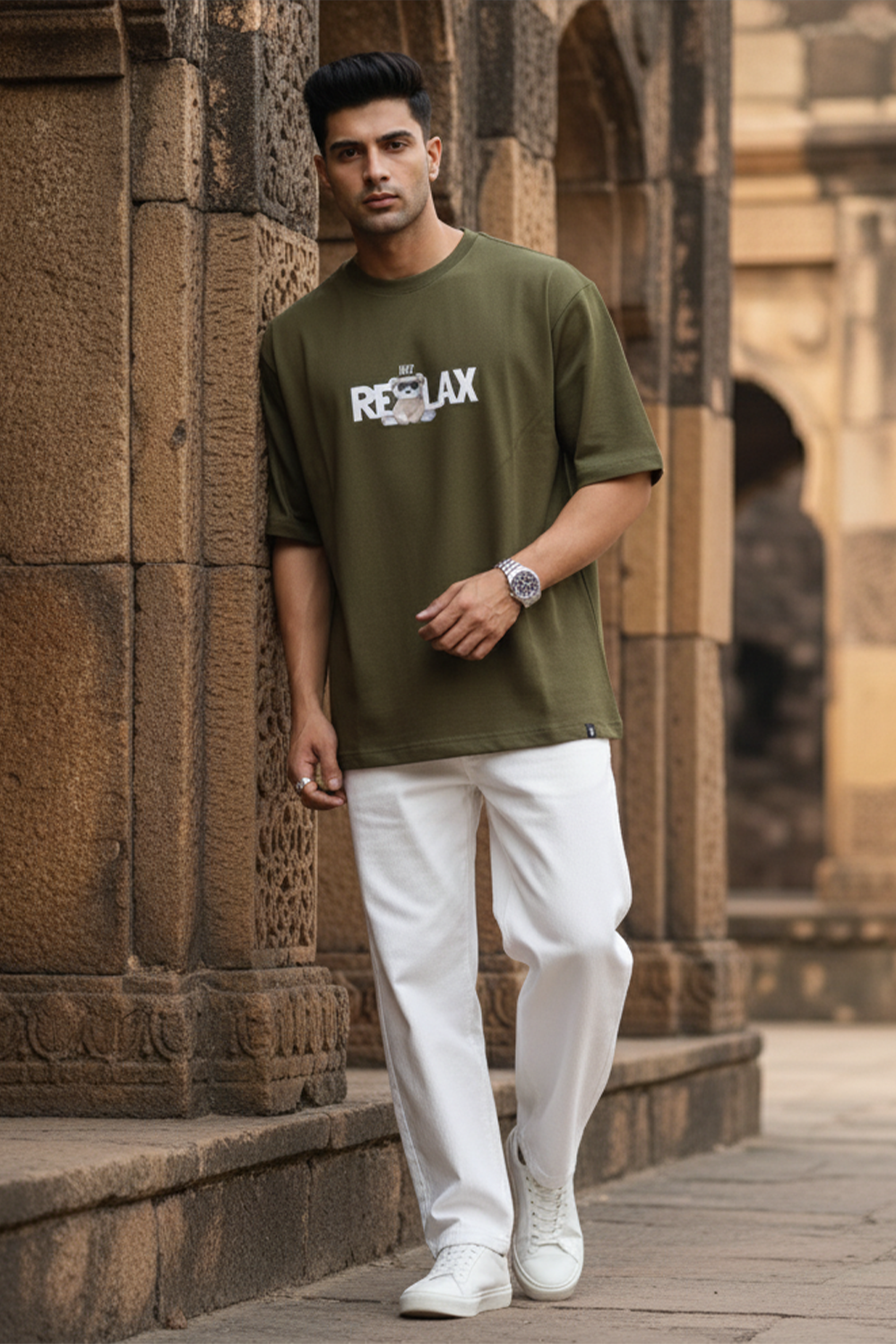 Oversized “Just Relax” Bear Tee