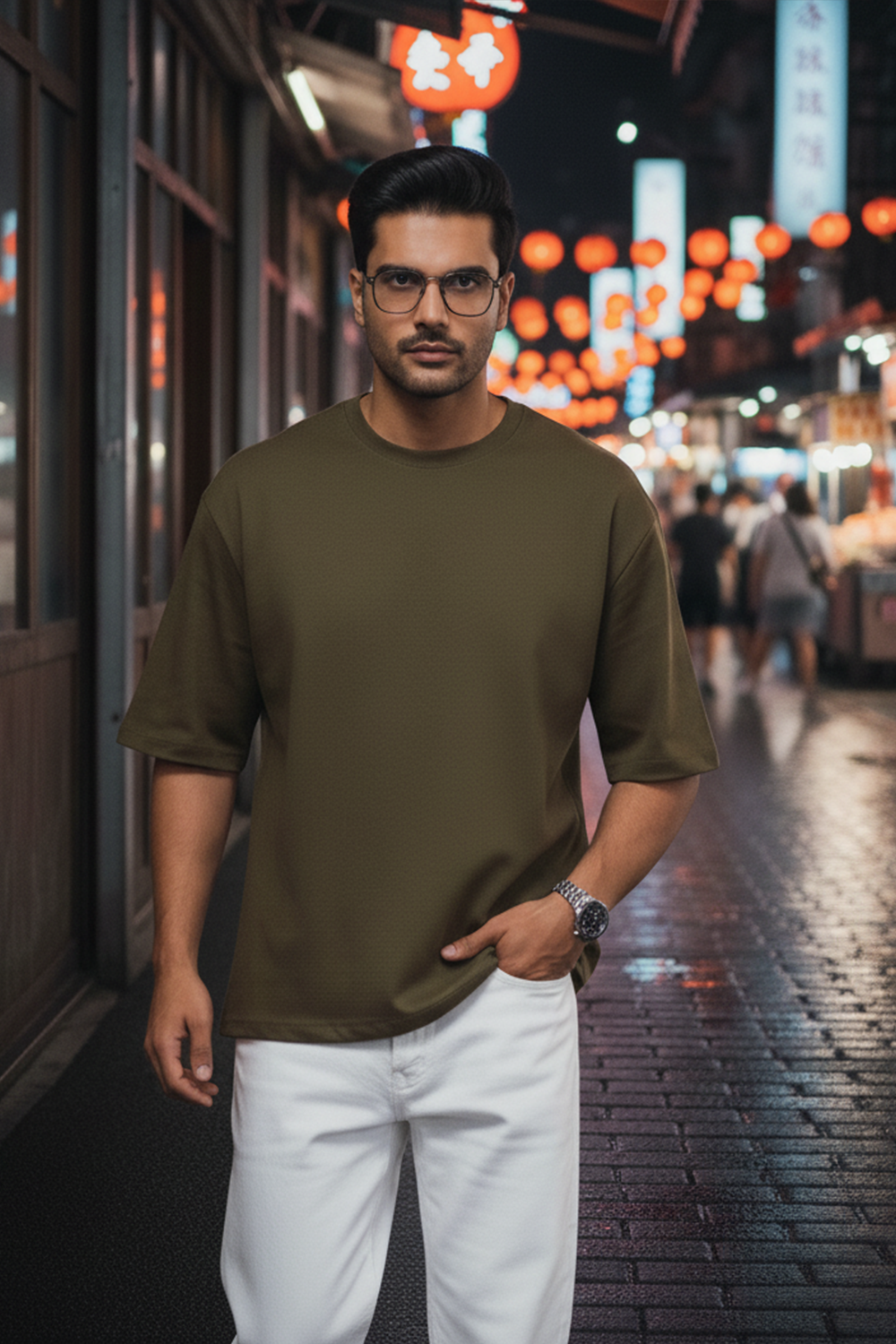 Classic Plain Oversize T‑Shirt | Olive Green