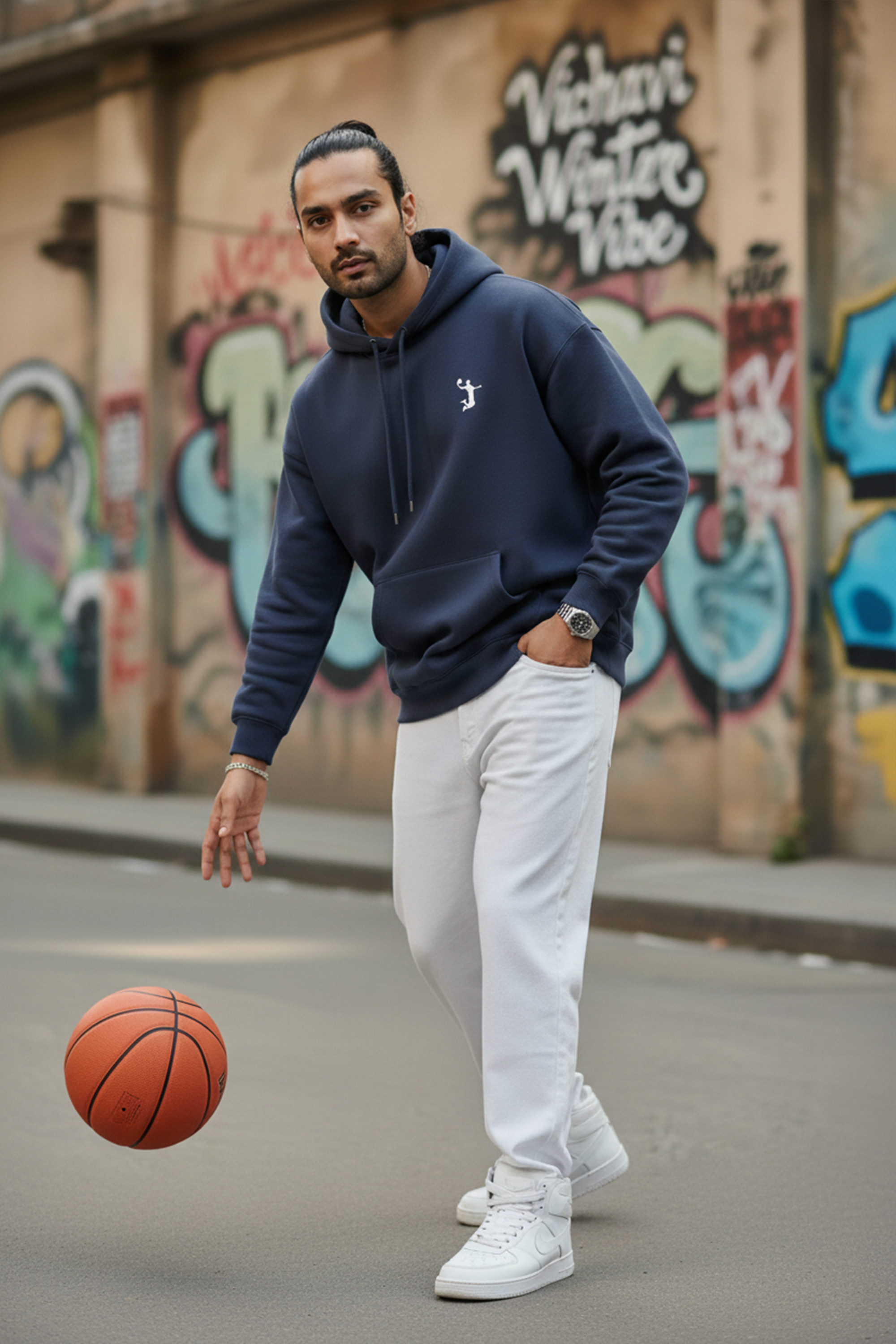 Basketball Premium Hoodie — Navy Blue