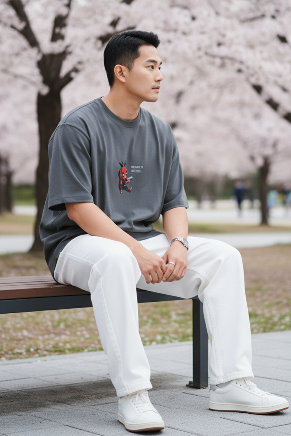 Cute Deadpool Graphic Streetwear Men’s Oversized Tee