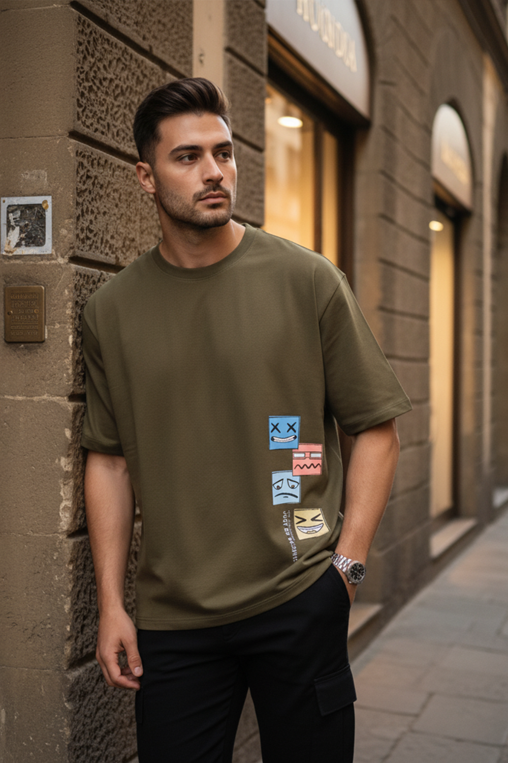 Playful Stack Graphic Oversize Tee