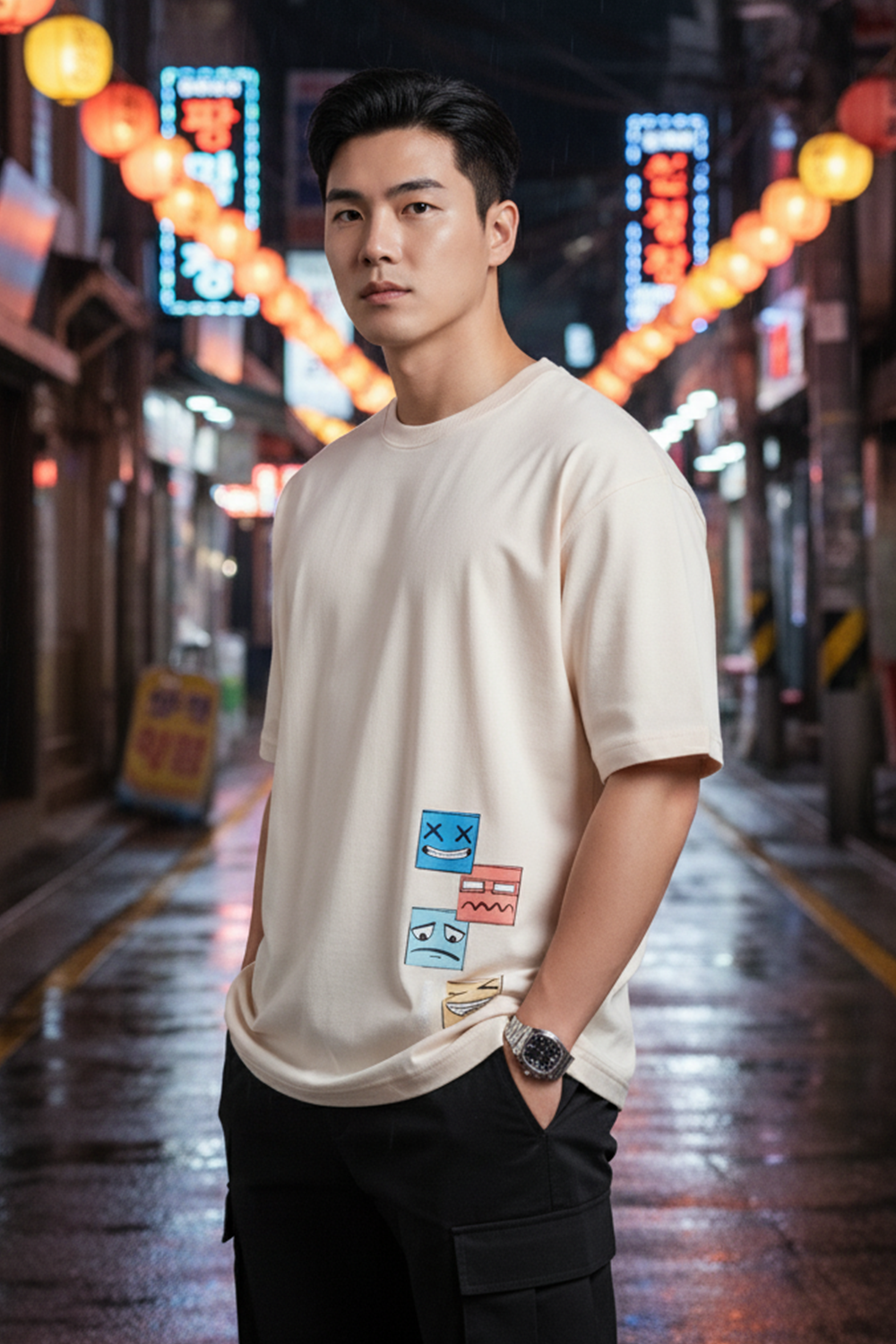 Playful Stack Graphic Oversize Tee