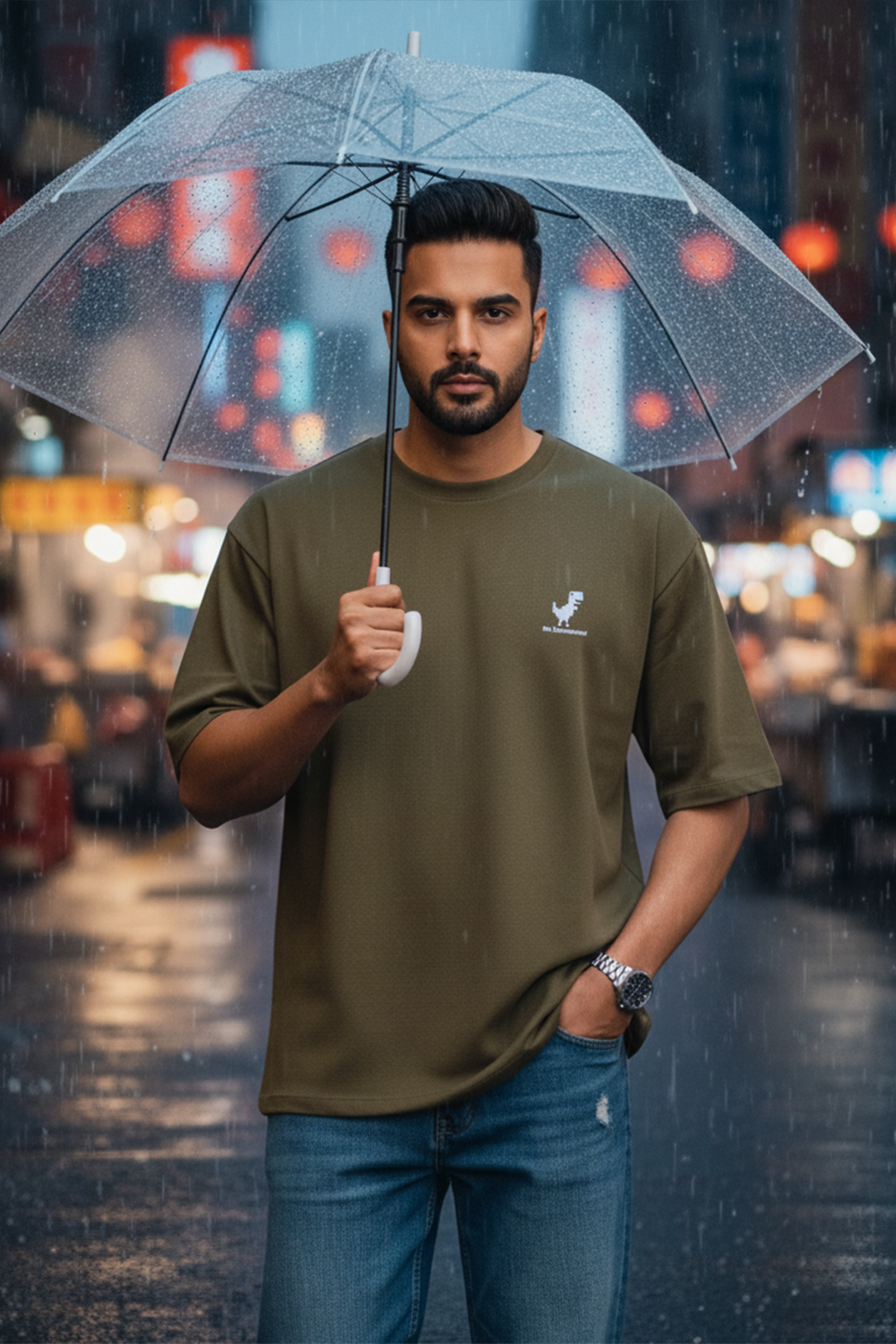 Minimal Dino "No Connection" Oversized Tee