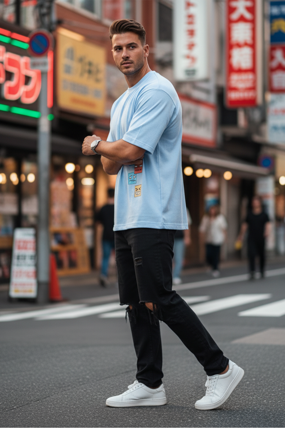 Playful Stack Graphic Oversize Tee